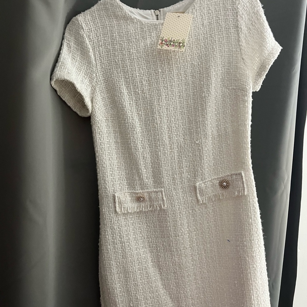 BeBop White Textured Mini Dress